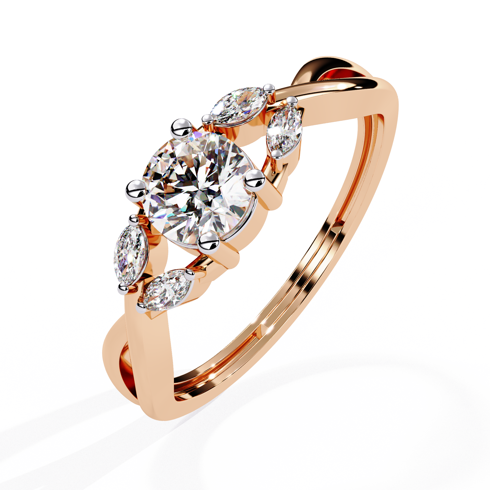 Solitairekart – 0.56 ct Infinity Twist Lab Diamond Ring 14K Yellow Gold